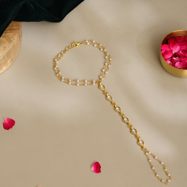 Ruby Raang Gold Kundan Haath Phool