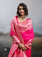 Thumbnail for Shree Shyam Fashion Pink Silk Blend Saree - Distacart