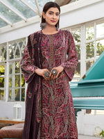 Thumbnail for Aastha Fashion Women's Wine Velvet Digital Print with Resham Thread work Kurta with Trouser & Dupatta - Distacart