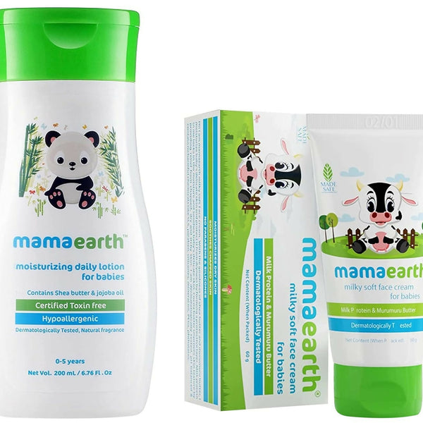 Mamaearth Daily Moisturizing Lotion & Milky Soft Natural Baby Face Cream for Babies - Distacart