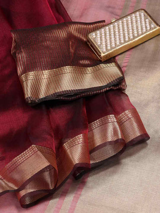 Astita Organza Maroon Saree