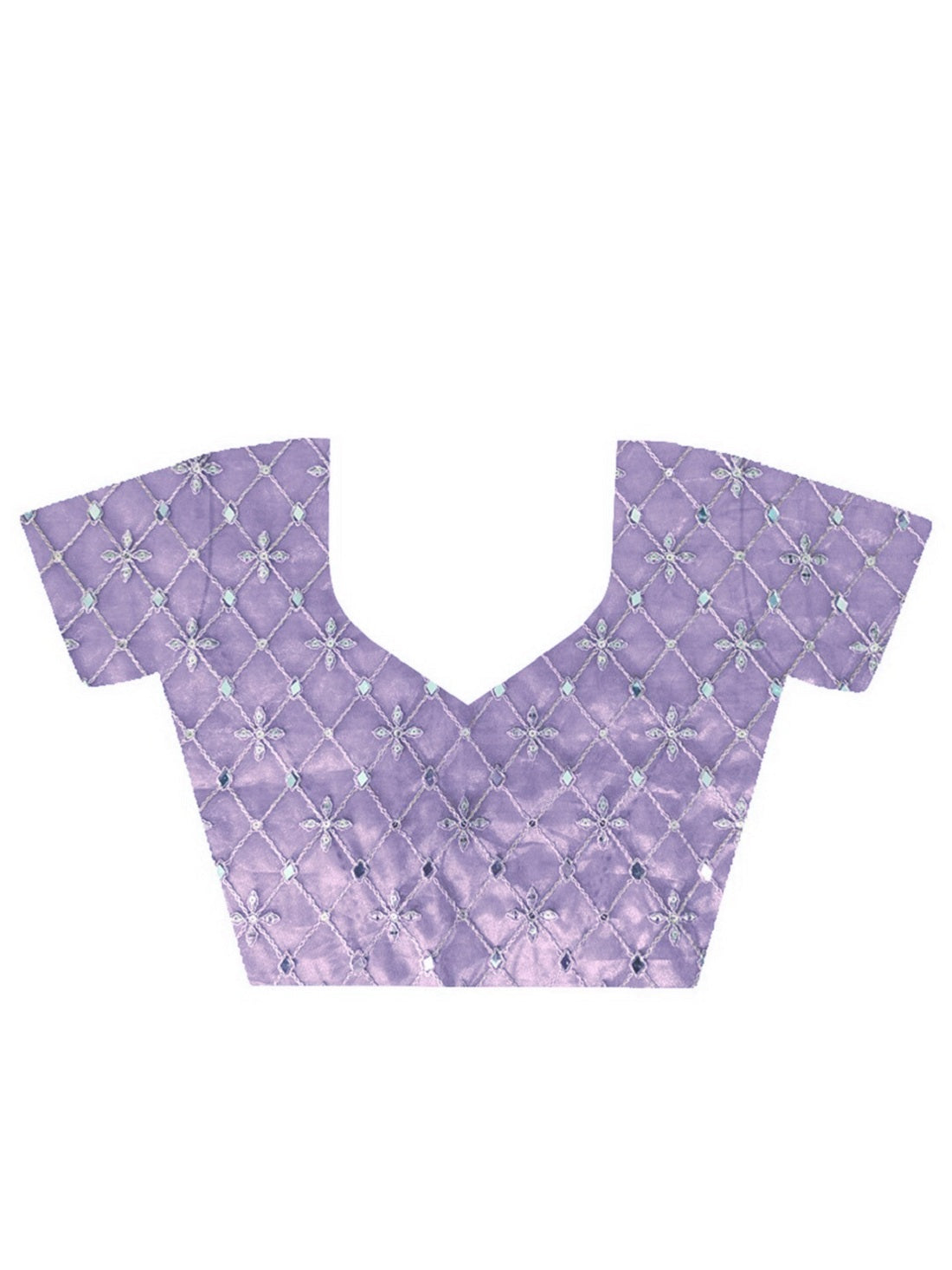Teeya Creation Lavender Color Silver Tissue Silk Embroidery And Mirror Work Saree - Distacart