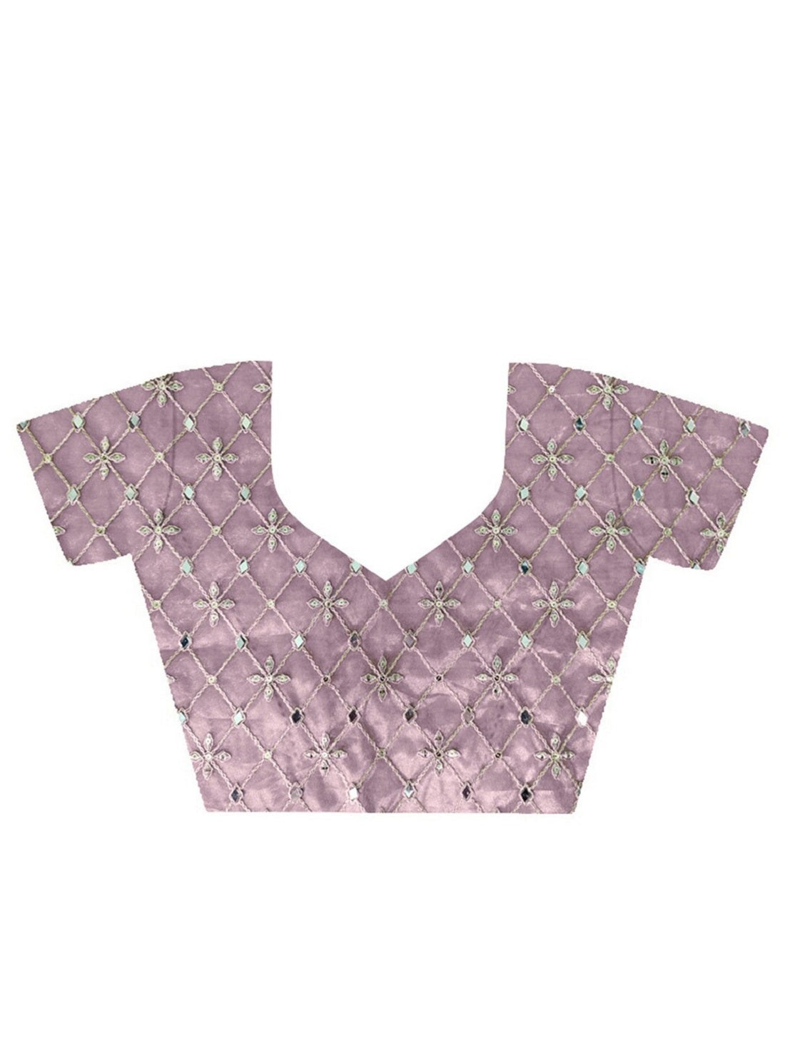 Teeya Creation Lavender Color Silver Tissue Silk Embroidery And Mirror Work Saree - Distacart