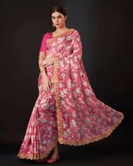 Thumbnail for Teeya Creation Pink Color Vichitra Silk Digital Print With Embroidery Work Saree - Distacart