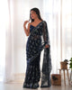 Teeya Creation Navy Blue Color Simar Blooming Emrblodiery Sequence Work Saree - Distacart