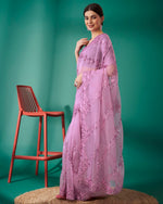 Thumbnail for Teeya Creation Pink Color Organza Silk Heavy Sequence And Embroidery Work Saree - Distacart