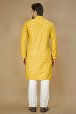 Thumbnail for Anaita Yellow Embroidered Rayon Straight Kurta - Distacart