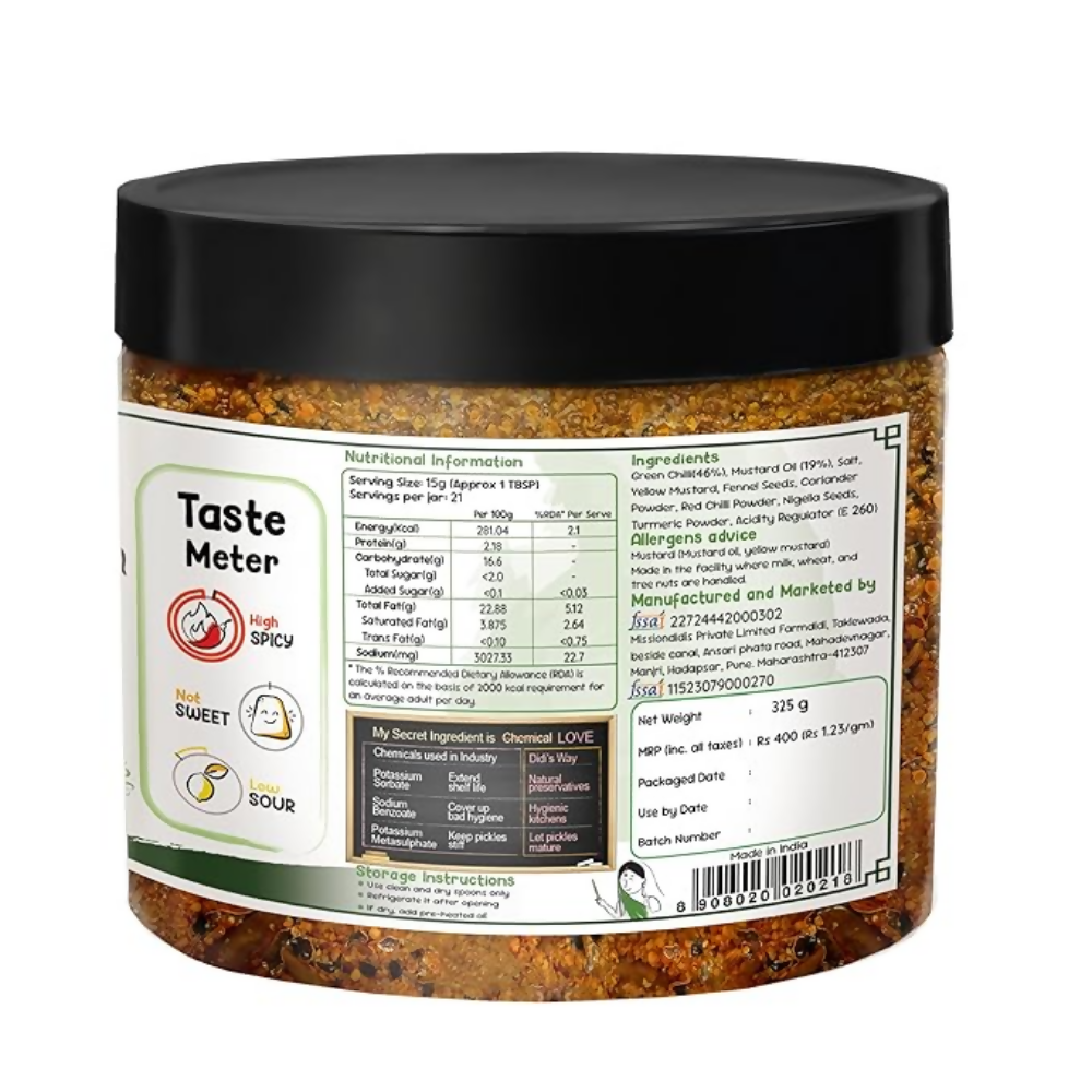 FarmDidi Rajasthani Green Chilli Pickle - Distacart