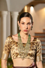 Thumbnail for Vishnu Weaves Women's Green Soft Tussar Silk Printed Saree with Blouse