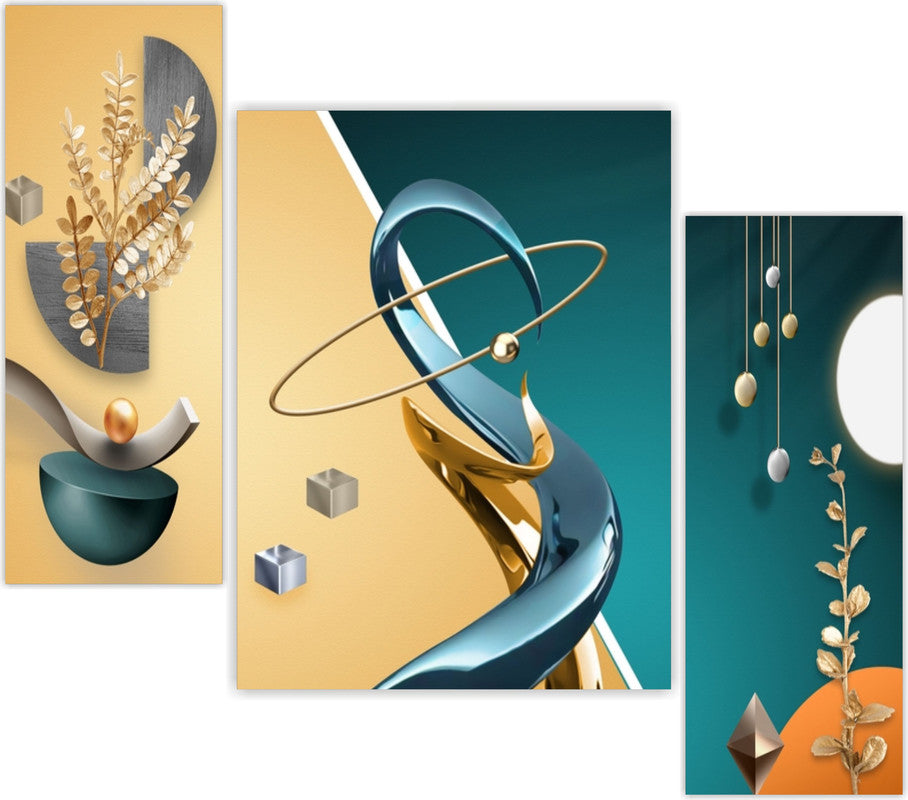 Tehzeeb Creations Set Of 3 Digital Wall Painting - Distacart