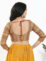 Thumbnail for Joban Fashion Red Multi Silk Padded Blouse With Sweetheart Neck 3/4 Sleeves - Distacart