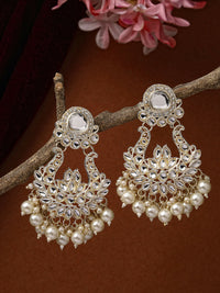 Thumbnail for NVR Women Gold-Plated Kundan Chandbali Earrings - Distacart