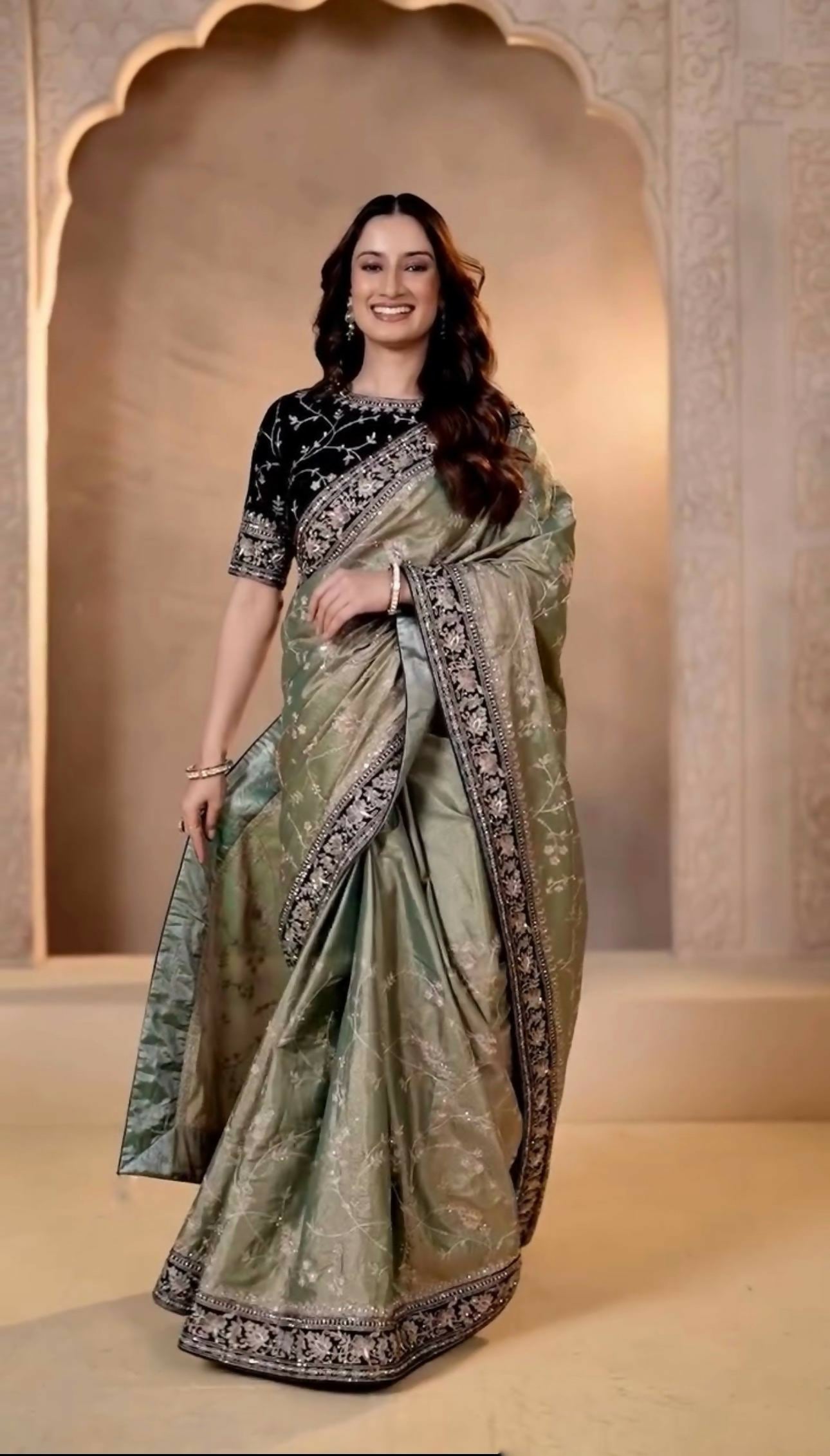 Joban Fashion Mehndi Soft Mocha Silk Party Wear Sarees - Distacart