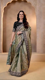 Thumbnail for Joban Fashion Mehndi Soft Mocha Silk Party Wear Sarees - Distacart