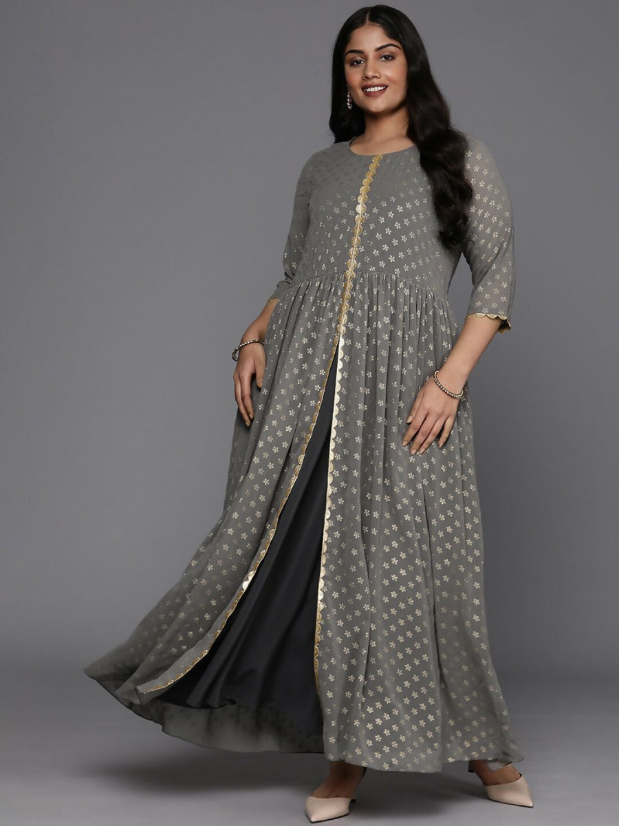 Ahalyaa Women's Traditional wear Ethnic Dress - Grey - Distacart