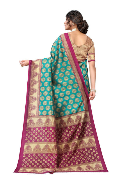 Vamika Rama Green Printed Art Silk Saree - Distacart