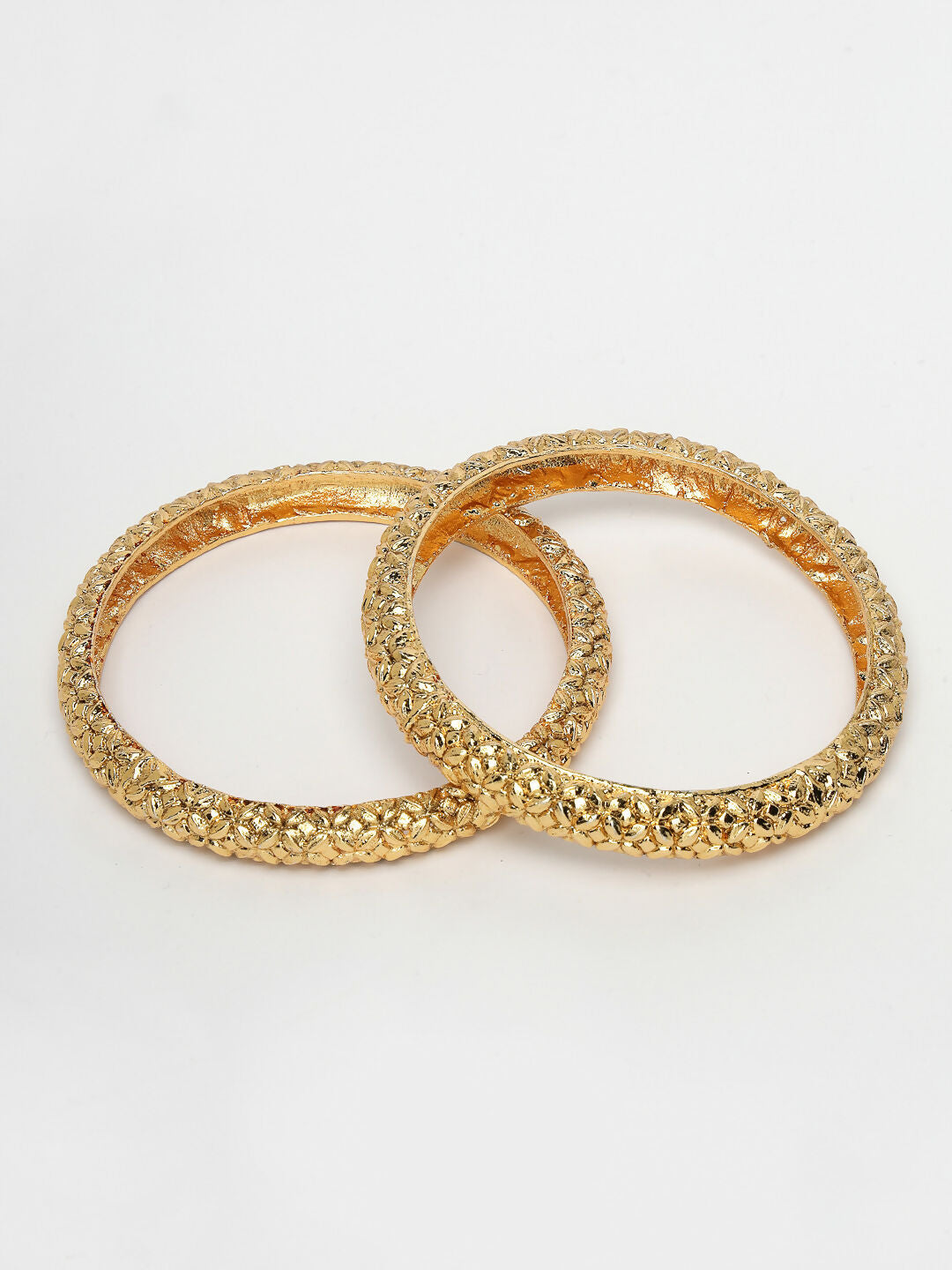 NVR Women's Set of 2 Gold-Plated Handcrafted Traditional Bangles - Distacart
