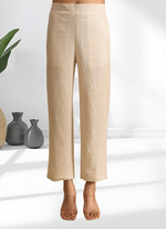 Thumbnail for Joban Fashion Beige Linen Embroidered Readymade Cord Set - Distacart