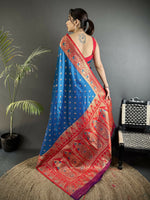 Thumbnail for Joban Fashion Blue Intricate Motifs Soft Silk Banarasi Saree - Dista