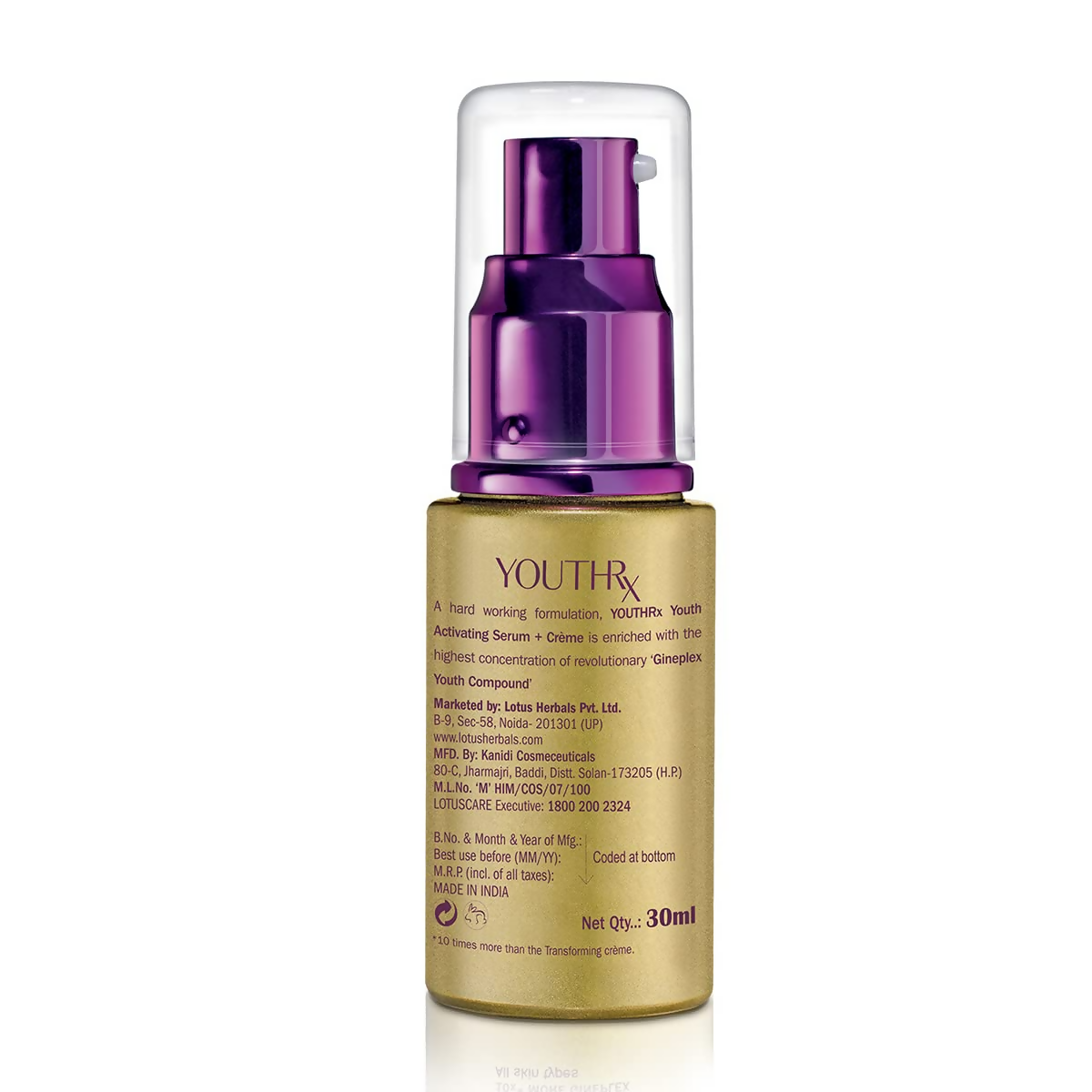 Lotus Herbals YouthRx Youth Activating Serum + Creme - Distacart