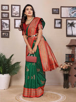 Thumbnail for Joban Fashion Banarasi Green Small Butti Soft Silk Saree