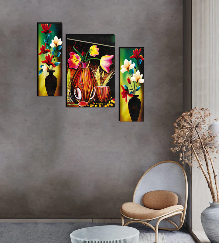 Tehzeeb Creations Set Of 3 Digital Wall Painting - Distacart
