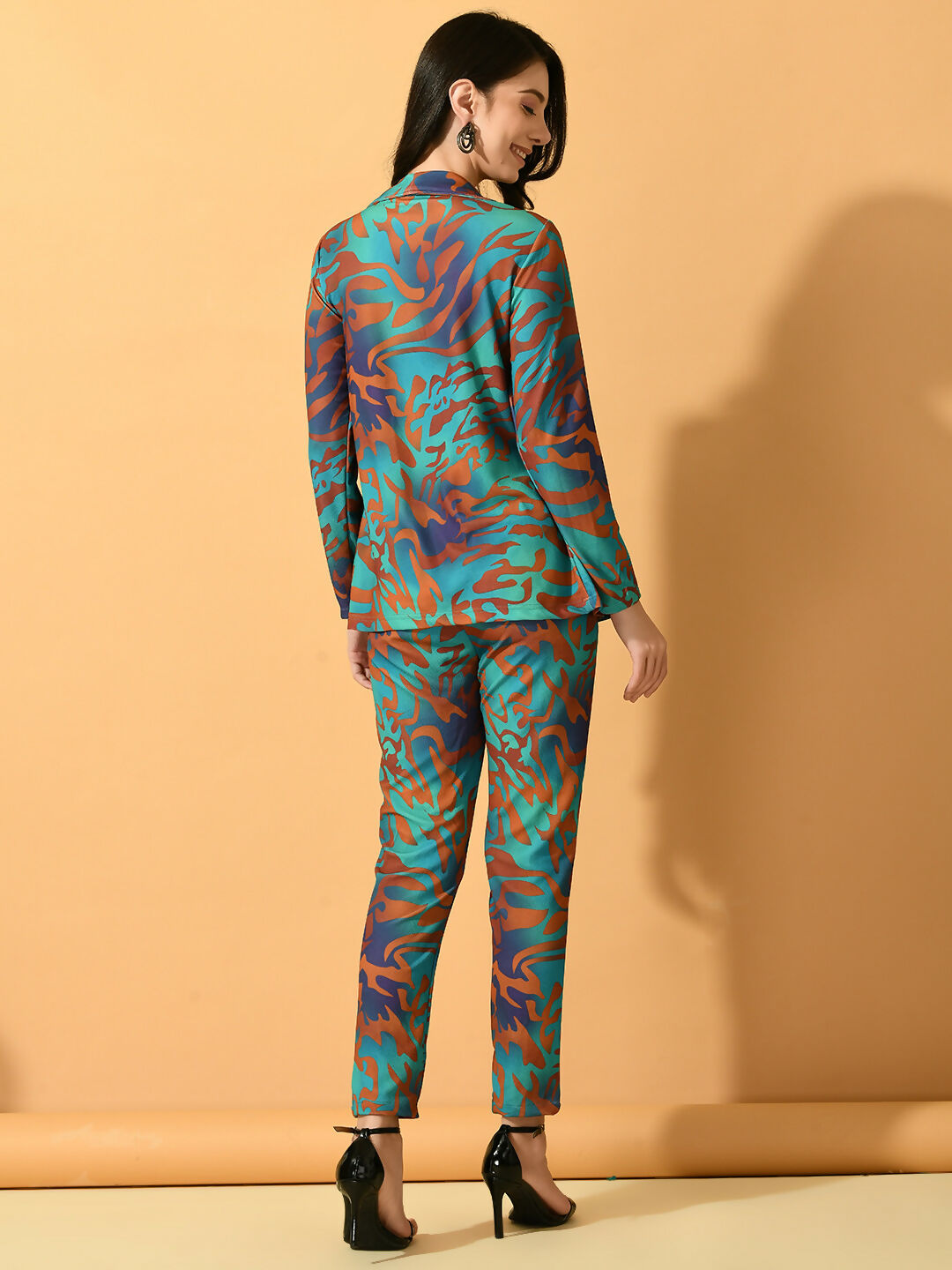 Myshka Women's Multi Printed Coat With Trousers - Distacart