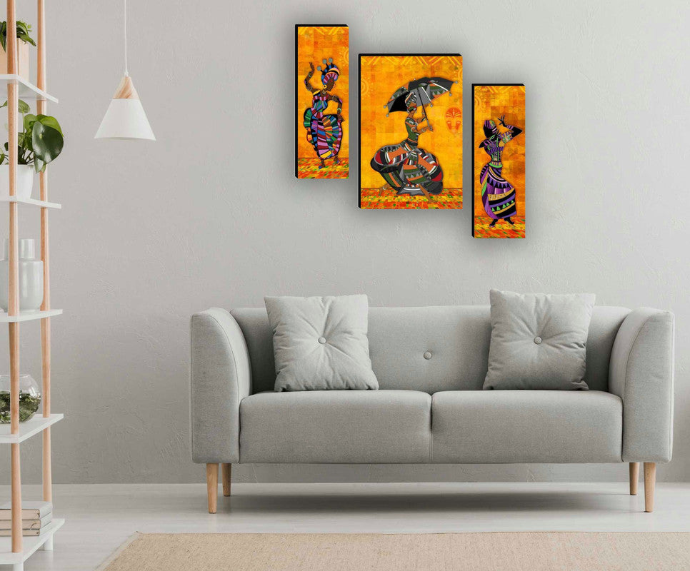 Tehzeeb Creations Set Of 3 Digital Wall Painting - Distacart