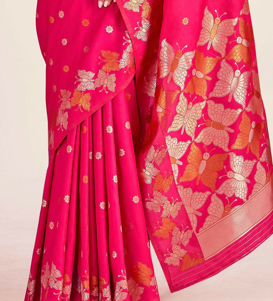 Preksha Creation Banarasi Soft Silk Women Red Saree - Distacart
