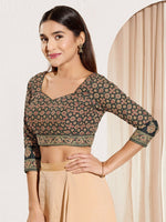 Thumbnail for Joban Fashion Black Cotton Padded Blouse With Sweetheart Neck Elbow Sleeves - Distacart