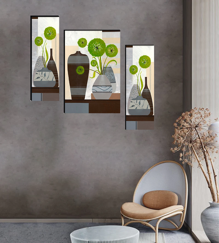 Tehzeeb Creations Set Of 3 Digital Wall Painting - Distacart