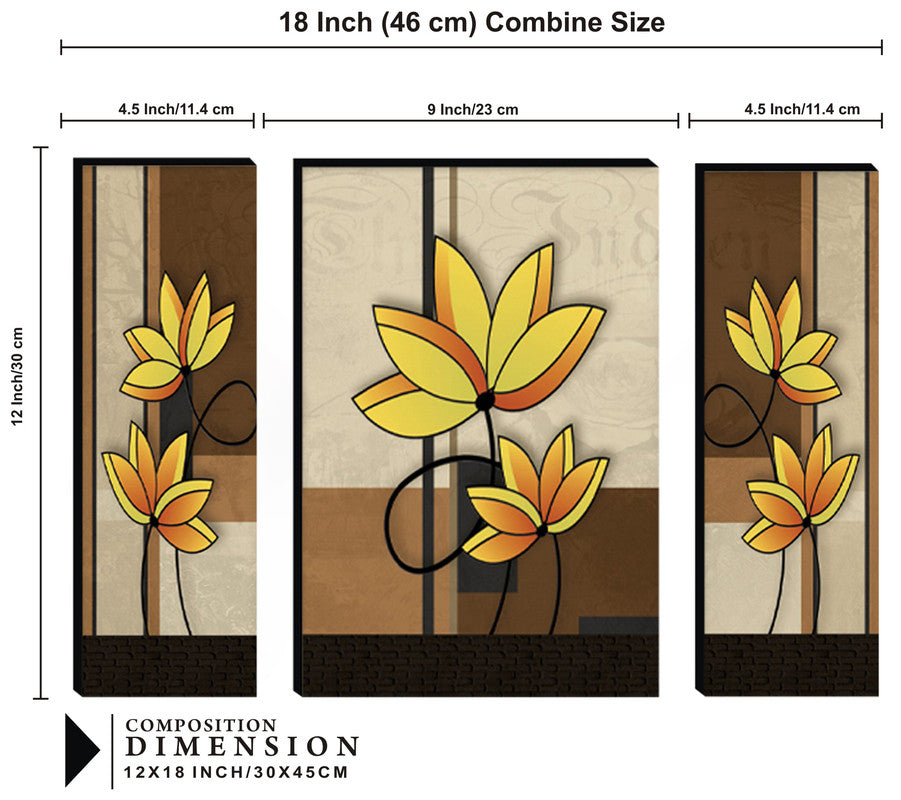 Tehzeeb Creations Set Of 3 Digital Wall Painting