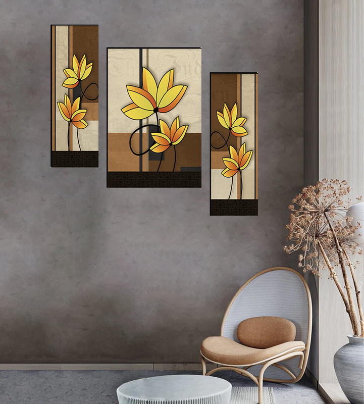 Tehzeeb Creations Set Of 3 Digital Wall Painting - Distacart