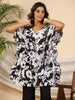 Juniper Black Floral Printed Cotton Dobby Kaftan Tunic - Distacart