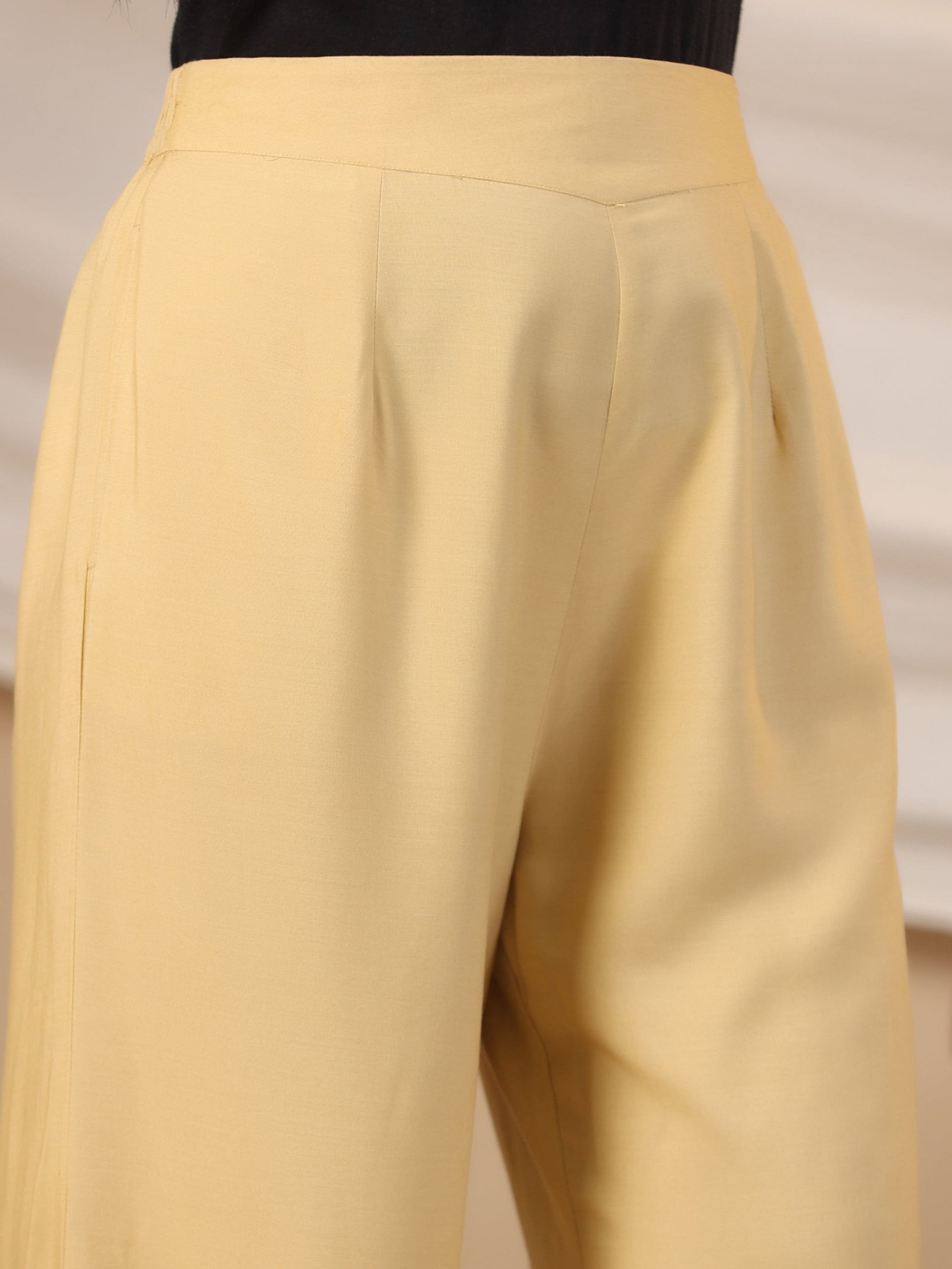 Juniper Beige Modal Rayon Women Partially Elasticated Bell Bottom Pants With Single Side Pocket - Distacart
