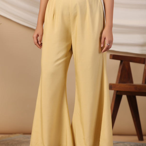 Juniper Beige Modal Rayon Women Partially Elasticated Bell Bottom Pants With Single Side Pocket - Distacart