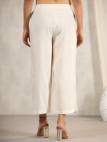 Thumbnail for Juniper Women's Ivory Stripped Modal Rayon Women Pants With Single Side Pockets & Drawstring - Distacart