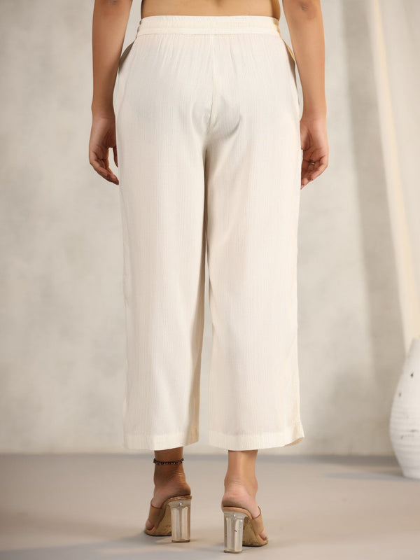 Juniper Women's Ivory Stripped Modal Rayon Women Pants With Single Side Pockets & Drawstring - Distacart