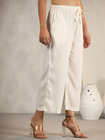 Thumbnail for Juniper Women's Ivory Stripped Modal Rayon Women Pants With Single Side Pockets & Drawstring - Distacart