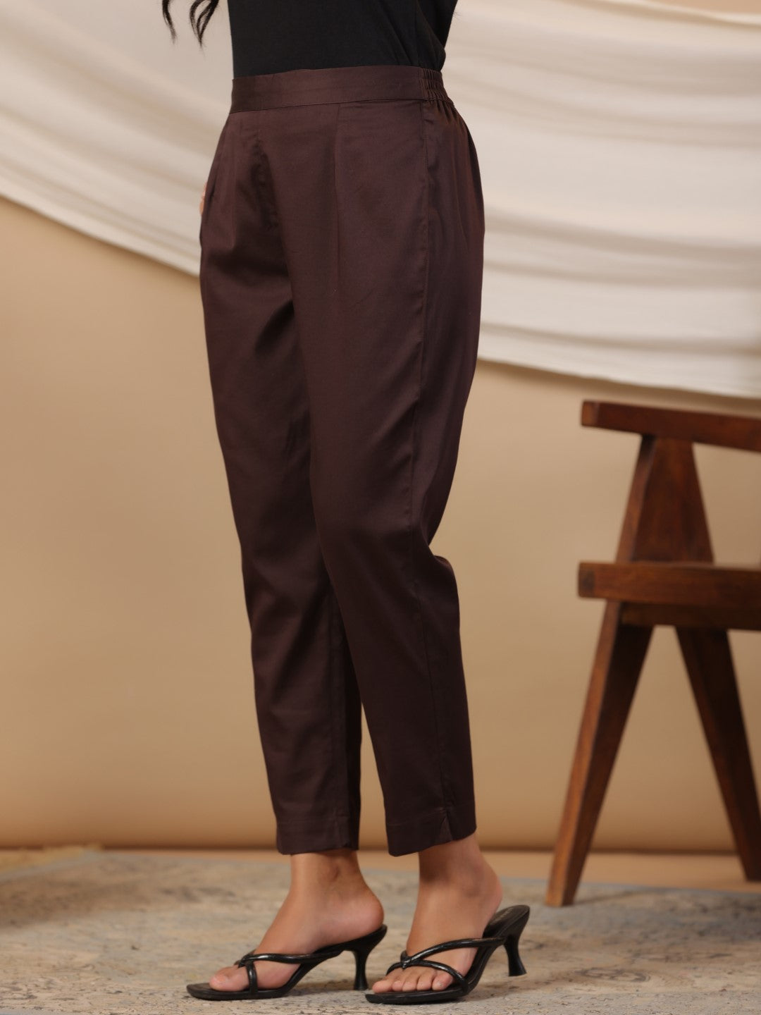Juniper Brown Solid Lycra Women Drawstring Pants With Single Side Pocket - Distacart