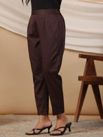 Thumbnail for Juniper Brown Solid Lycra Women Drawstring Pants With Single Side Pocket - Distacart