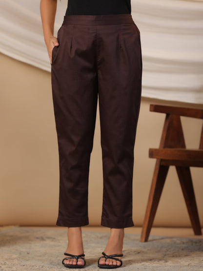 Juniper Brown Solid Lycra Women Drawstring Pants With Single Side Pocket - Distacart