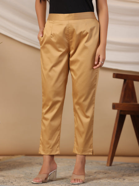 Juniper Gold Solid Lycra Women Drawstring Pants With Single Side Pocket - Distacart