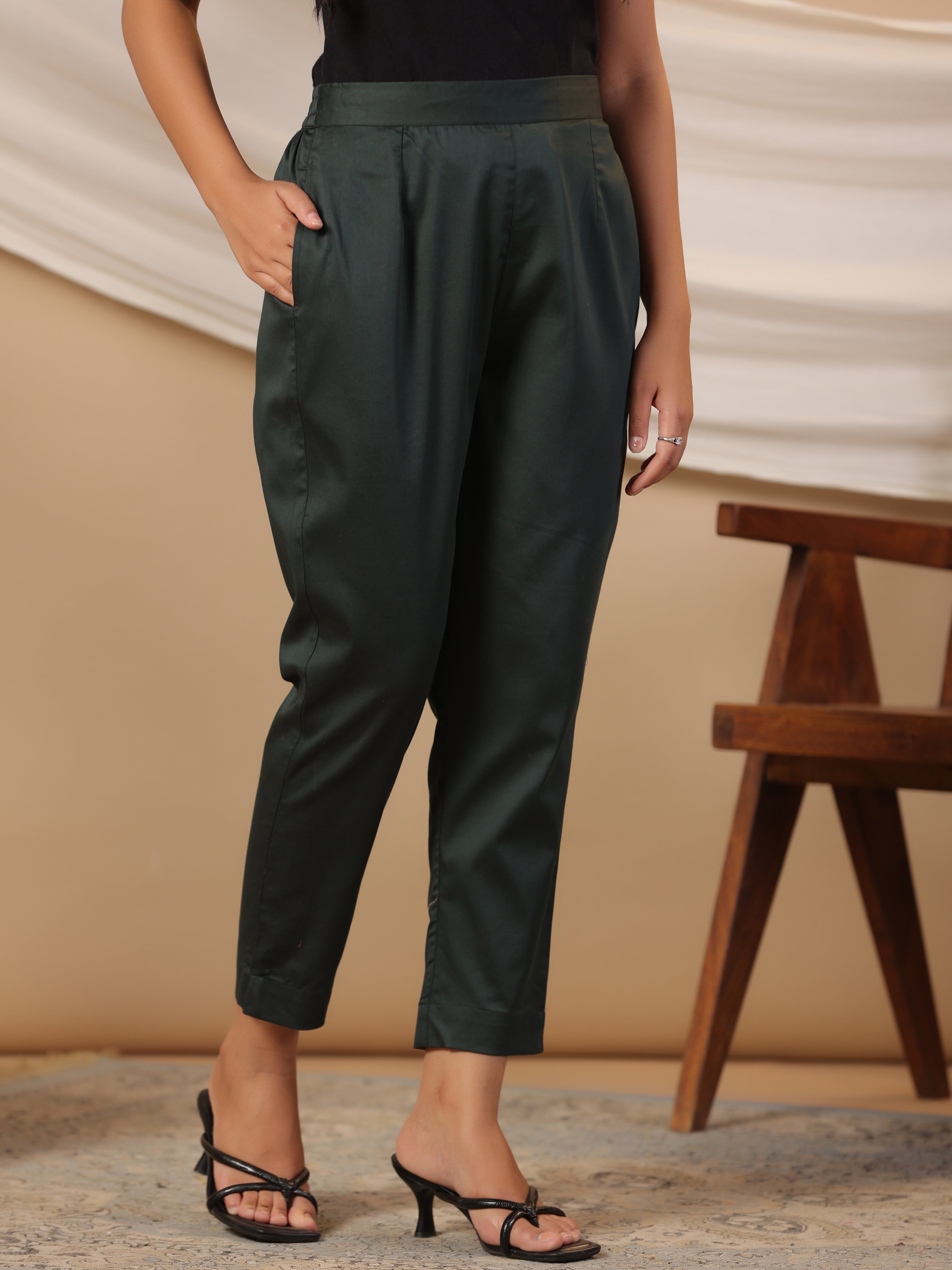 Juniper Jade Green Solid Lycra Women Drawstring Pants With Single Side Pocket - Distacart