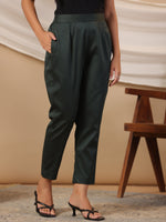 Thumbnail for Juniper Jade Green Solid Lycra Women Drawstring Pants With Single Side Pocket - Distacart