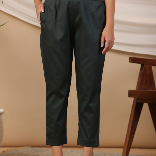 Juniper Jade Green Solid Lycra Women Drawstring Pants With Single Side Pocket - Distacart