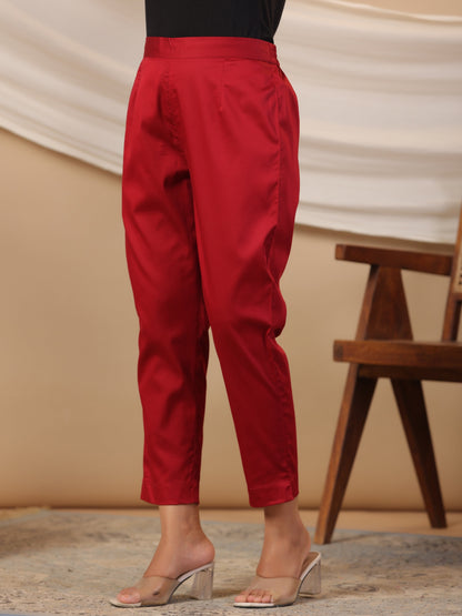 Juniper Maroon Solid Lycra Women Drawstring Pants With Single Side Pocket - Distacart
