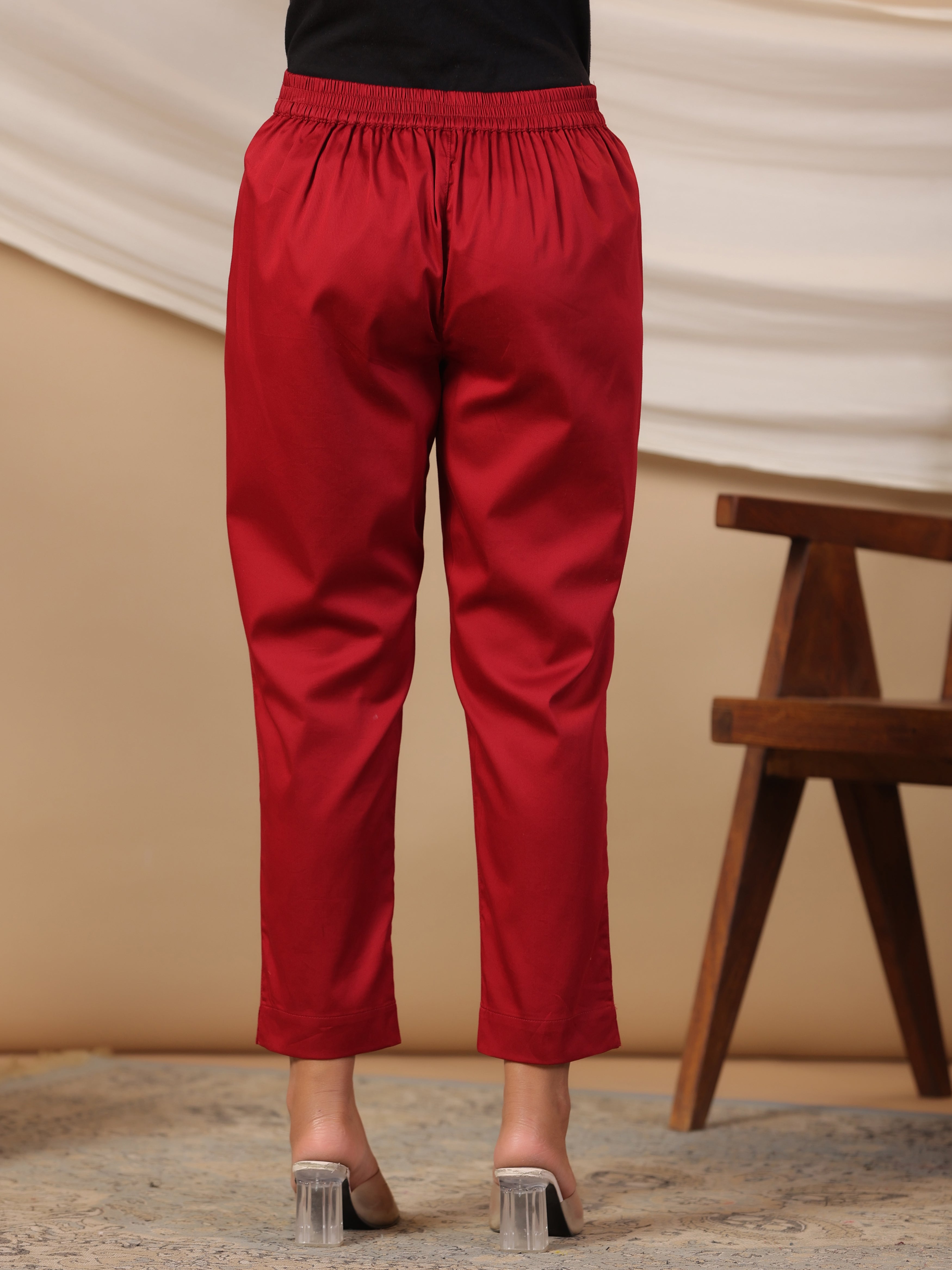 Juniper Maroon Solid Lycra Women Drawstring Pants With Single Side Pocket - Distacart