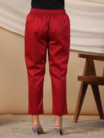 Thumbnail for Juniper Maroon Solid Lycra Women Drawstring Pants With Single Side Pocket - Distacart