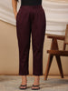 Juniper Plum Cotton Lycra Solid Slim Fit Pants with Partially Elasticated Waistband and a Side Pocket - Distacart